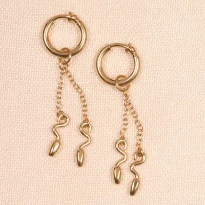 Nüwa - Non-Piercing Labia Rings with Gold Serpent Pendants