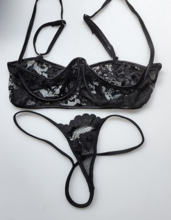 Midnight Love - Open Cup Bra & G-String Panty