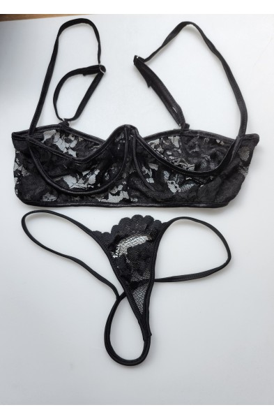 Midnight Love - Open Cup Bra & G-String Panty