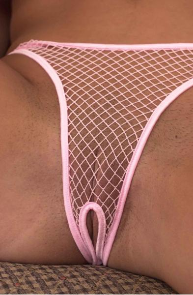 Love Too Soon Lost - Crotchless Fishnet Thong Panty