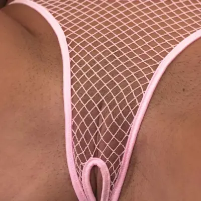 Love Too Soon Lost - Crotchless Fishnet Thong Panty