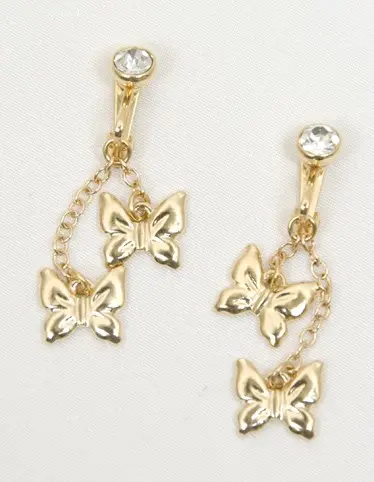 Gold Non-Piecing Butterflies of Summer With Jewel and Labia Clips