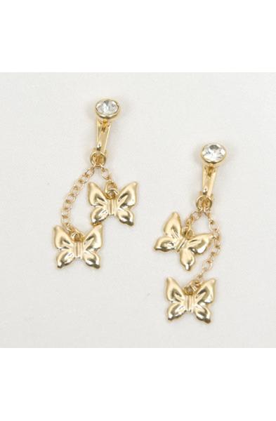 Gold Non-Piecing Butterflies of Summer With Jewel and Labia Clips