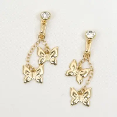 Gold Non-Piecing Butterflies of Summer With Jewel and Labia Clips