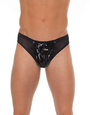 Black PVC and Sheer Thong