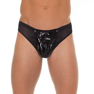 Black PVC and Sheer Thong