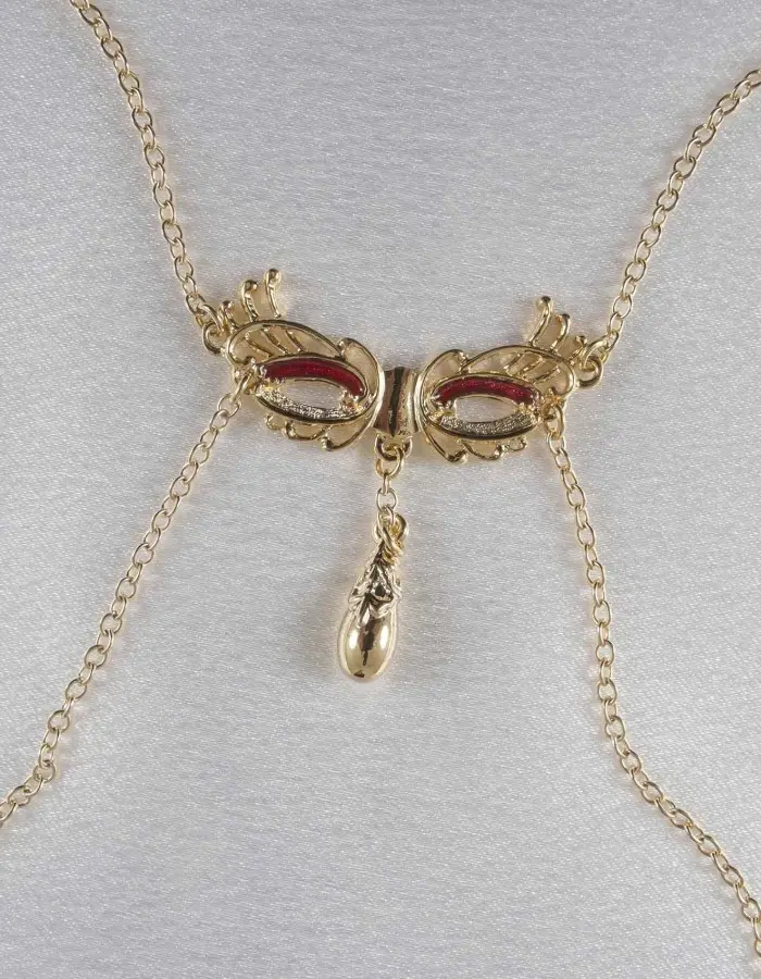 Paola Fracassa - Venetian Love Mask Neck and Breast Chain Non-Piercing Nipple Rings in Gold