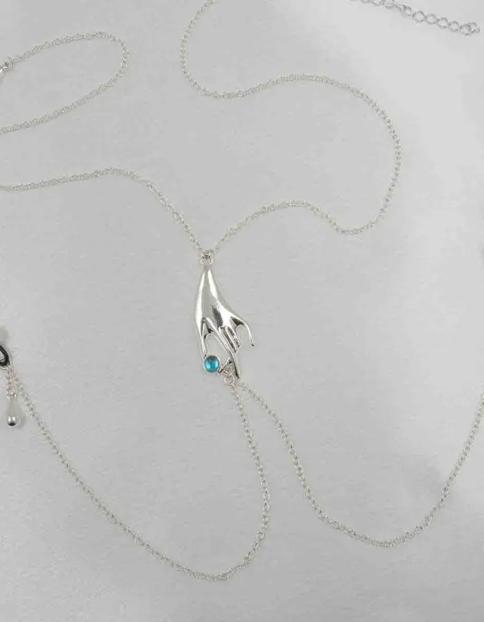 Parvati - Breast Chain With Non-Piercing Nipple Rings in Silver
