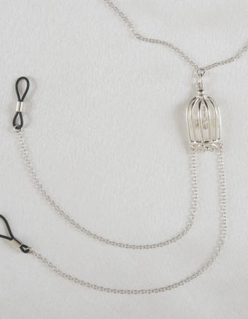 Paths That Cross - Women's Bird in a Cage Neck Breast Chain and Non-Piercing Nipple Rings in Silver