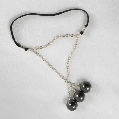 Pawnbroker - Sterling Silver  Penis Band with Triple Hematite Globes