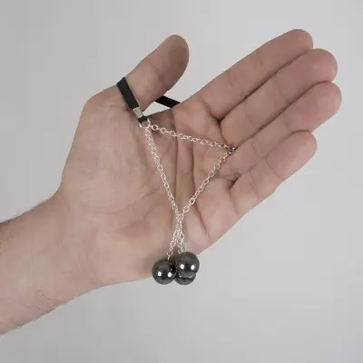 Pawnbroker - Sterling Silver  Penis Band with Triple Hematite Globes