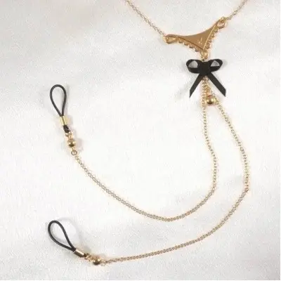 Persuasion - Empire Style Gold Necklace with Non-Piercing Nipple Rings