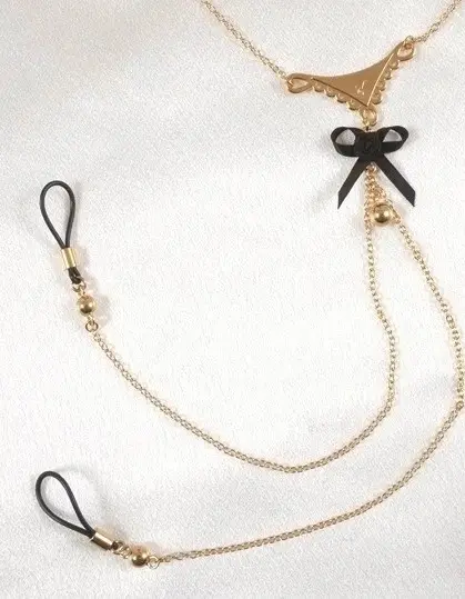 Persuasion - Empire Style Gold Necklace with Non-Piercing Nipple Rings