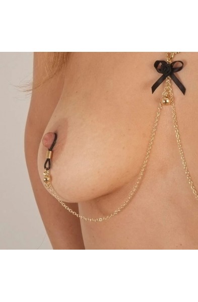 Persuasion - Empire Style Gold Necklace with Non-Piercing Nipple Rings