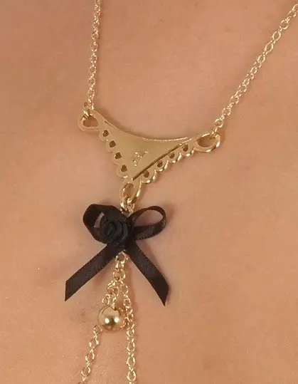 Persuasion - Empire Style Gold Necklace with Non-Piercing Nipple Rings