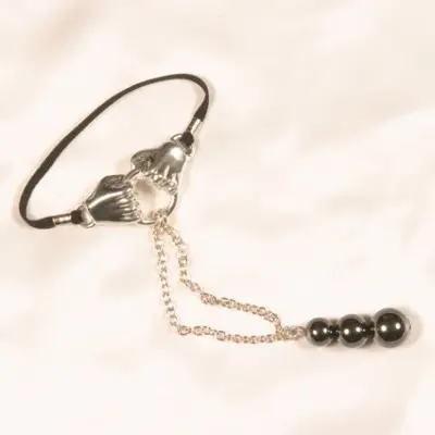 Philanthropy - Helping Hands Penis Band in Silver with Hematite Pendant