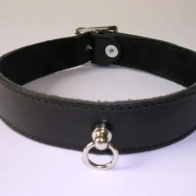 Plain Leather 1 inch (2 1/2 cm) Wide Collar