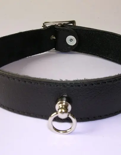 Plain Leather 1 inch (2 1/2 cm) Wide Collar