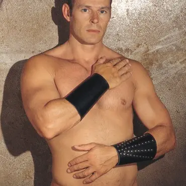 Leather Arm Gauntlet with Stud Rivets