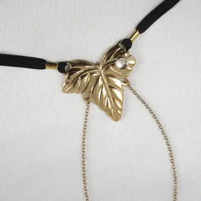 Private Garden - Gold Foliage G-String and Crotchless Pussy Jewelry
