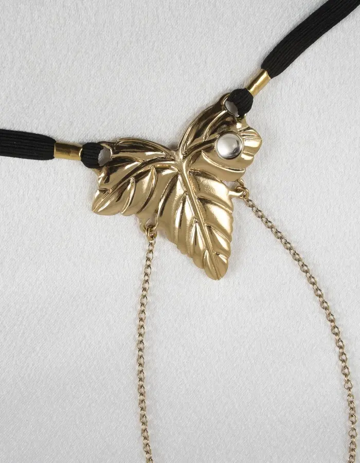 Private Garden - Gold Foliage G-String and Crotchless Pussy Jewelry