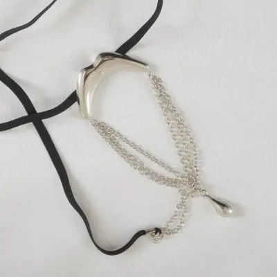 Pro Set - Men's Gold Kiss Waistband G String Penis Chain Bracelet with Pendant in Silver