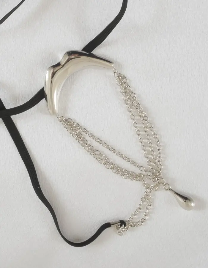 Pro Set - Men's Gold Kiss Waistband G String Penis Chain Bracelet with Pendant in Silver