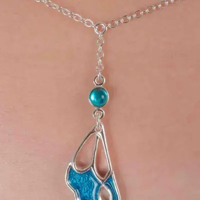 Prola Beauty - Silver Waist Jewelry with Blue Enamel Butterfly Charm