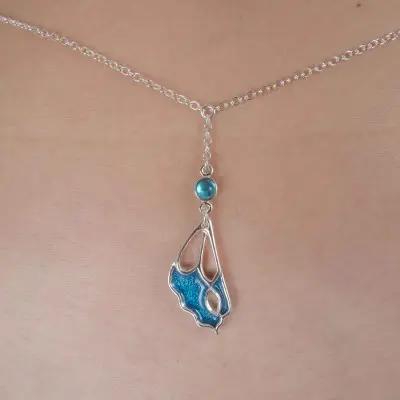 Prola Beauty - Silver Waist Jewelry with Blue Enamel Butterfly Charm