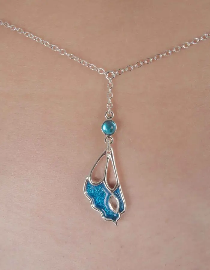 Prola Beauty - Silver Waist Jewelry with Blue Enamel Butterfly Charm