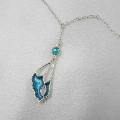 Prola Beauty - Silver Waist Jewelry with Blue Enamel Butterfly Charm