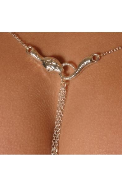 Qetesh - Women's Serpent Waist Chain in Silver