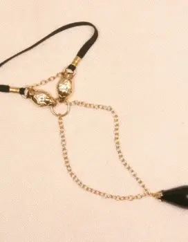 Quetzalcoatl - Serpent Penis Chain in Gold with Colored Pendant and Elastic Band