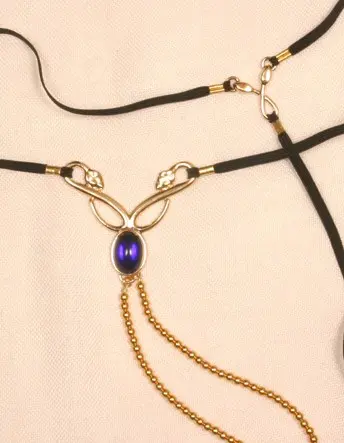 Raet - Women's Serpent Waist Band with Blue Gem in Gold