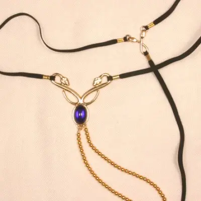 Raet - Women's Serpent Waist Band with Blue Gem in Gold