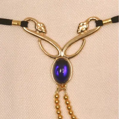 Raet - Women's Serpent Waist Band with Blue Gem in Gold