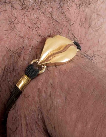 Bin bereit? - Penis-Armband mit goldenen Marilyn-Lippen