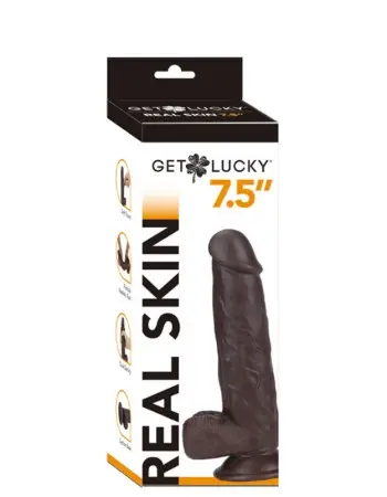 Real Skin 7.5" Dual Layer Dildo - Dark Brown