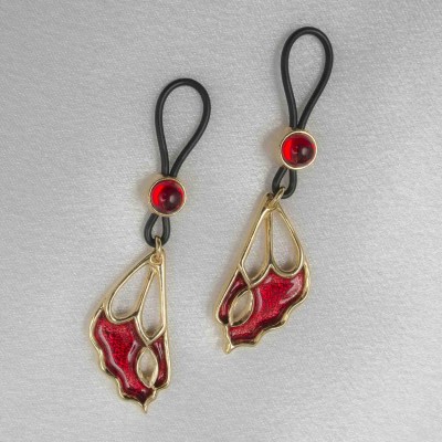 Red Lacewing - Gold Non-Piercing Nipple Jewel