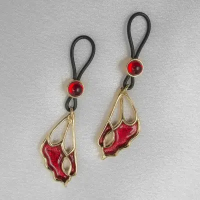 Red Lacewing - Gold Non-Piercing Nipple Jewel