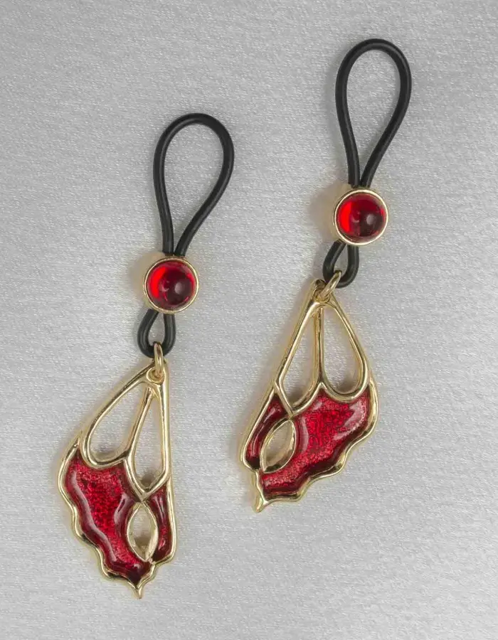 Red Lacewing - Gold Non-Piercing Nipple Jewel