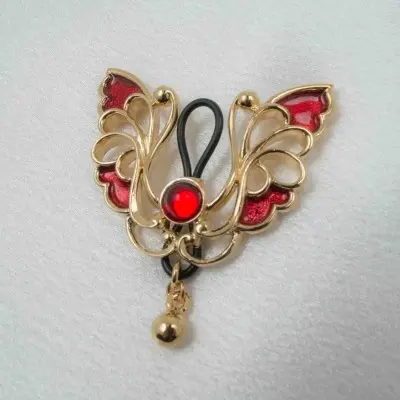 Red Lacewing - Gold Non-Piercing Nipple Ring