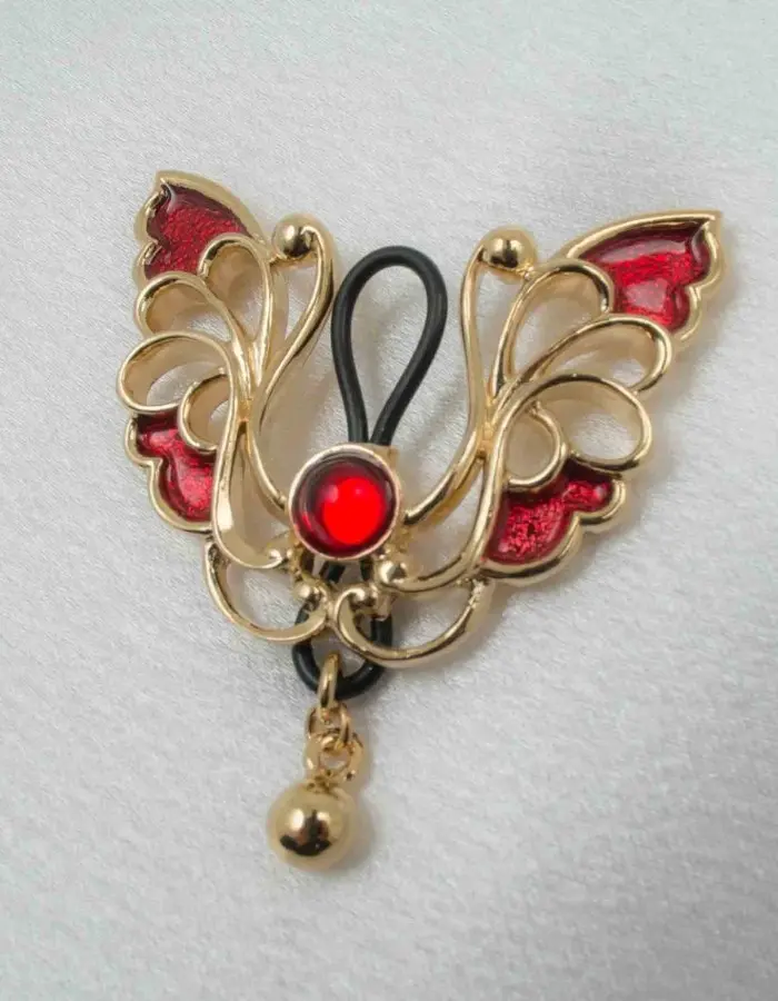 Red Lacewing - Gold Non-Piercing Nipple Ring