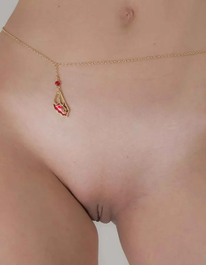 Red Lacewing - Gold Waist Chain With Butterfly Charm
