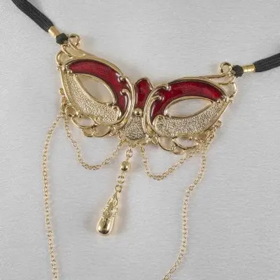 We Lived for Love and Lust - Women's Love Mask of Venice G-String with Pendant in Gold