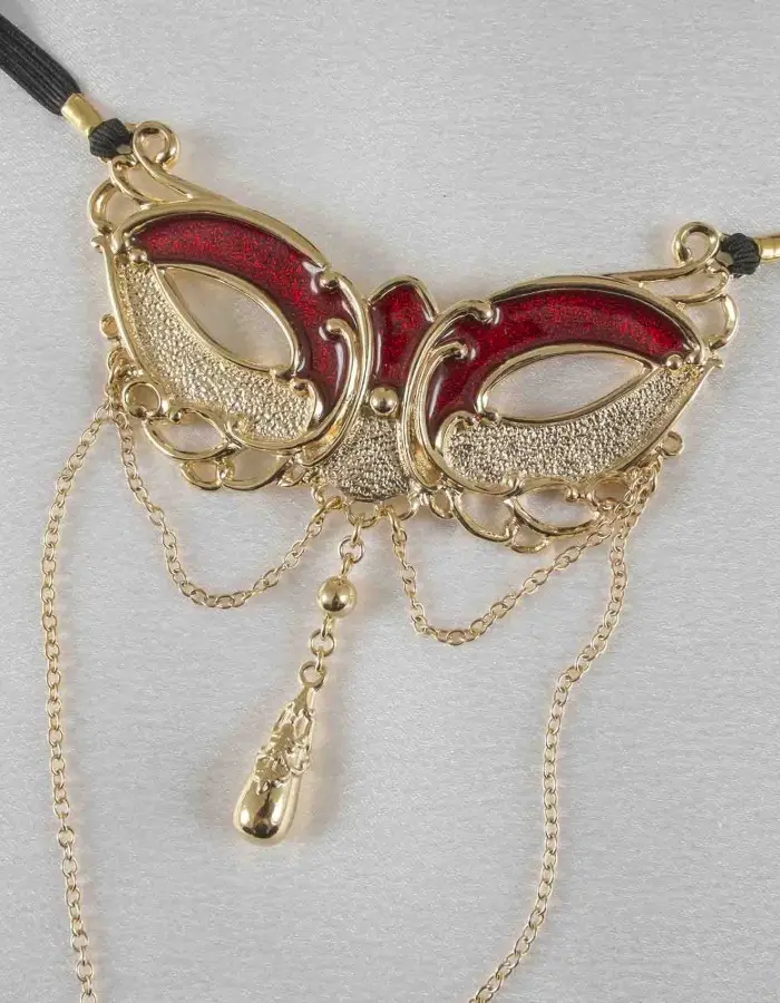 We Lived for Love and Lust - Women's Love Mask of Venice G-String with Pendant in Gold