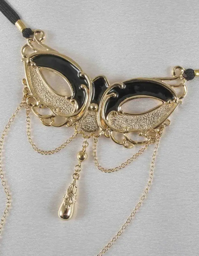 We Lived for Love and Lust - Women's Love Mask of Venice G-String with Pendant in Gold