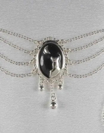 Artemis - Women's Moonlight Cameo G-String with Pendants in Silver