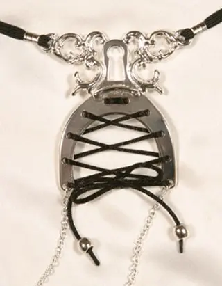 Women's Labia Surrounding Lace-Up Waist Band with Dolphin Top in Silver