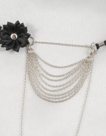 Sappho - Women's Strings of Love G-String with Flower in Silver